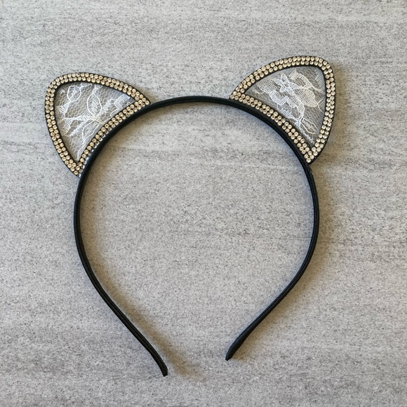 NEW CAT WHITE LACE EARS HEADBAND - Picture 1 of 6